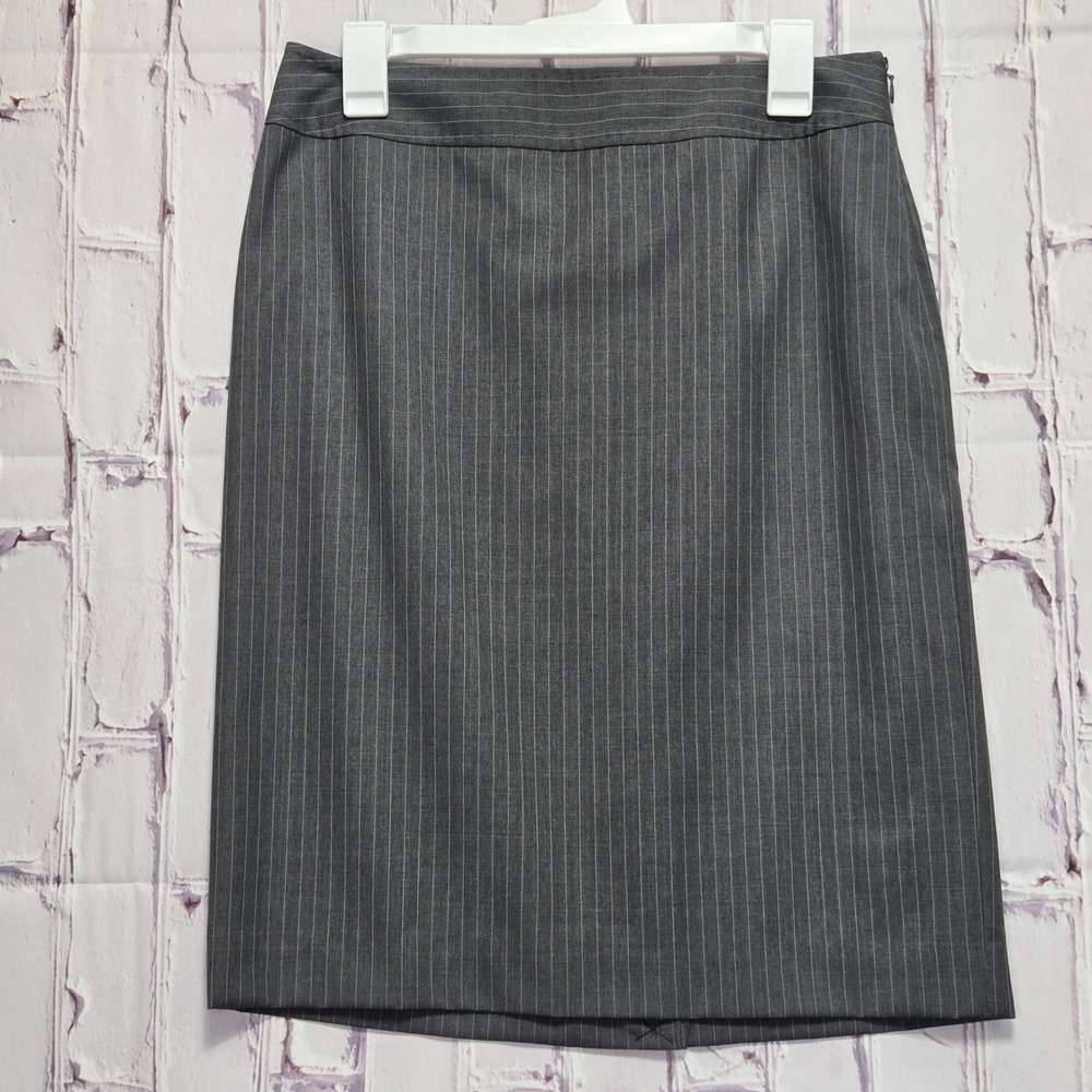 Brooks Brothers Vitale Barberis Canonico Grey Pinstripe Wool Pencil Skirt 6 NEW
